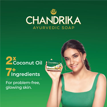 Chandrika Ayurvedic Soap Classic| Handmade Soap for Naturally Radiant Skin| For All Skin Types| 125g (Pack of 3)+75g Free